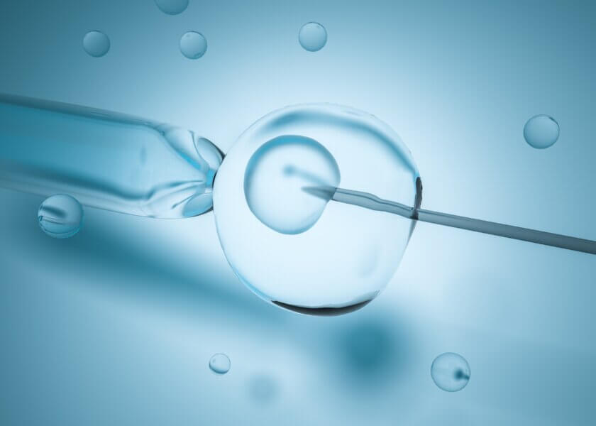In vitro fertilization research (IVF) in laboratory. 3D digital illustration.